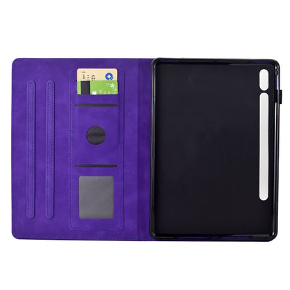 For Samsung Galaxy Tab S9 / S9 FE Cats Embossed Leather Smart Tablet Case(Purple) by bashfashion