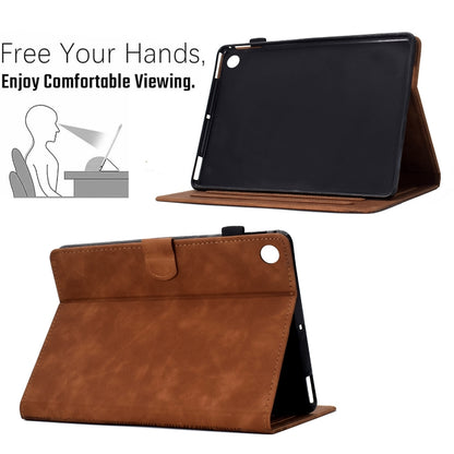 For Samsung Galaxy Tab A11+ / A9+ Cats Embossed Leather Smart Tablet Case(Brown) by bashfashion