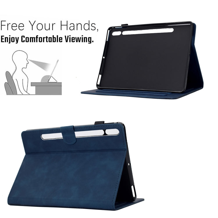 For Samsung Galaxy Tab S8 / S7 Cats Embossed Leather Smart Tablet Case(Dark Blue) by bashfashion