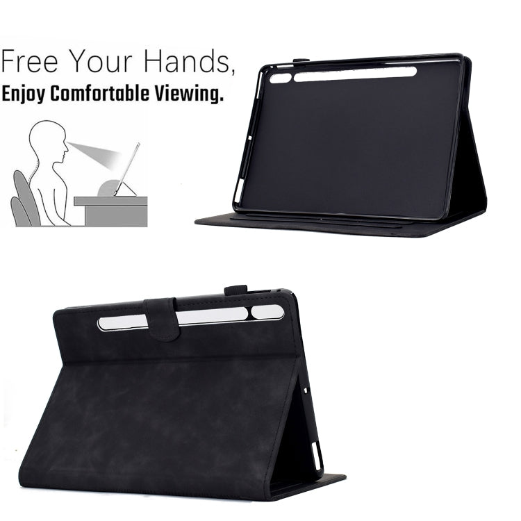 For Samsung Galaxy Tab S8 / S7 Cats Embossed Leather Smart Tablet Case(Black) by bashfashion