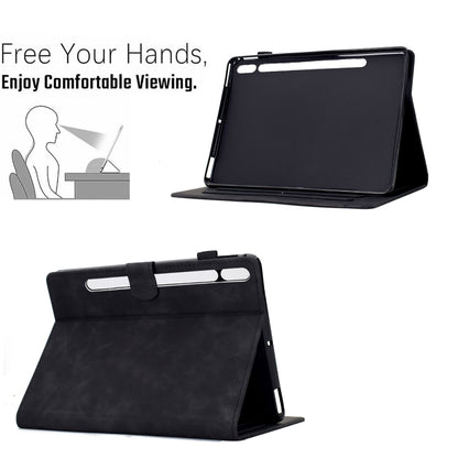 For Samsung Galaxy Tab S8 / S7 Cats Embossed Leather Smart Tablet Case(Black) by bashfashion