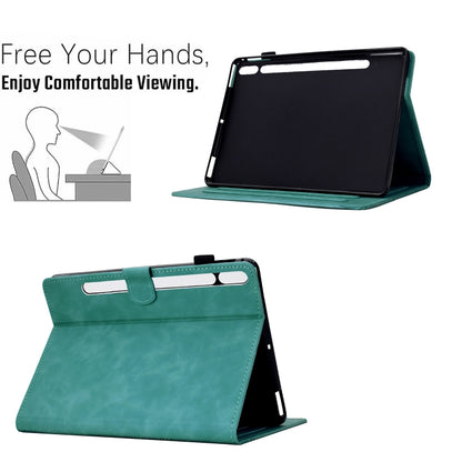 For Samsung Galaxy Tab S8 / S7 Cats Embossed Leather Smart Tablet Case(Light Blue) by bashfashion