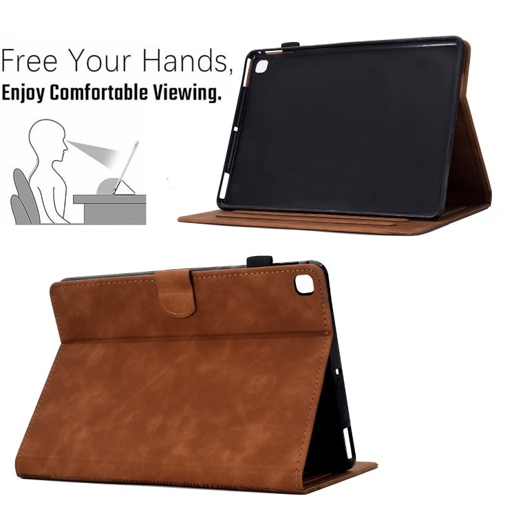 For Samsung Galaxy Tab S5e / T720 Cats Embossed Leather Smart Tablet Case(Brown) by bashfashion
