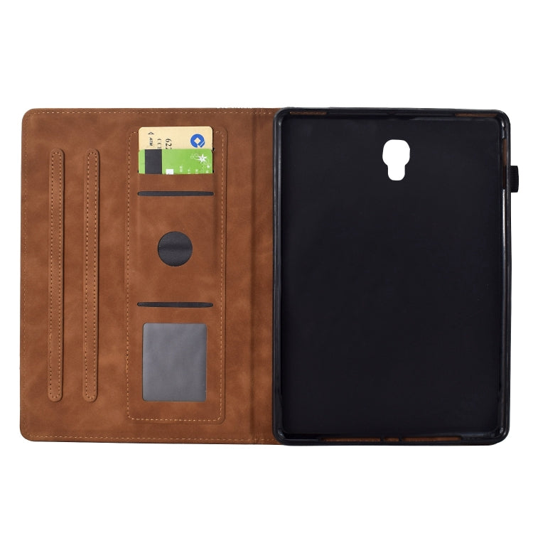 For Samsung Galaxy Tab A 10.5 T590 Cats Embossed Leather Smart Tablet Case(Brown) by bashfashion