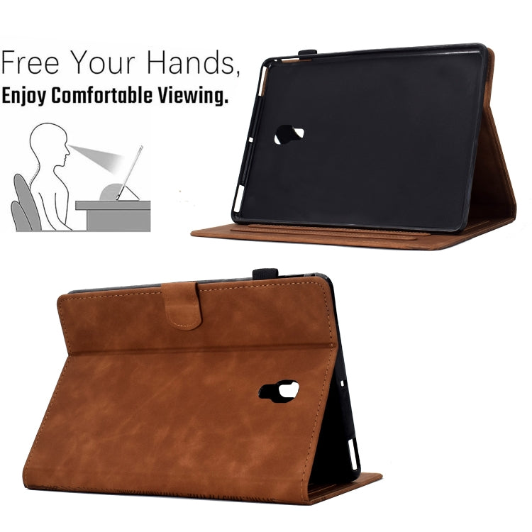 For Samsung Galaxy Tab A 10.5 T590 Cats Embossed Leather Smart Tablet Case(Brown) by bashfashion