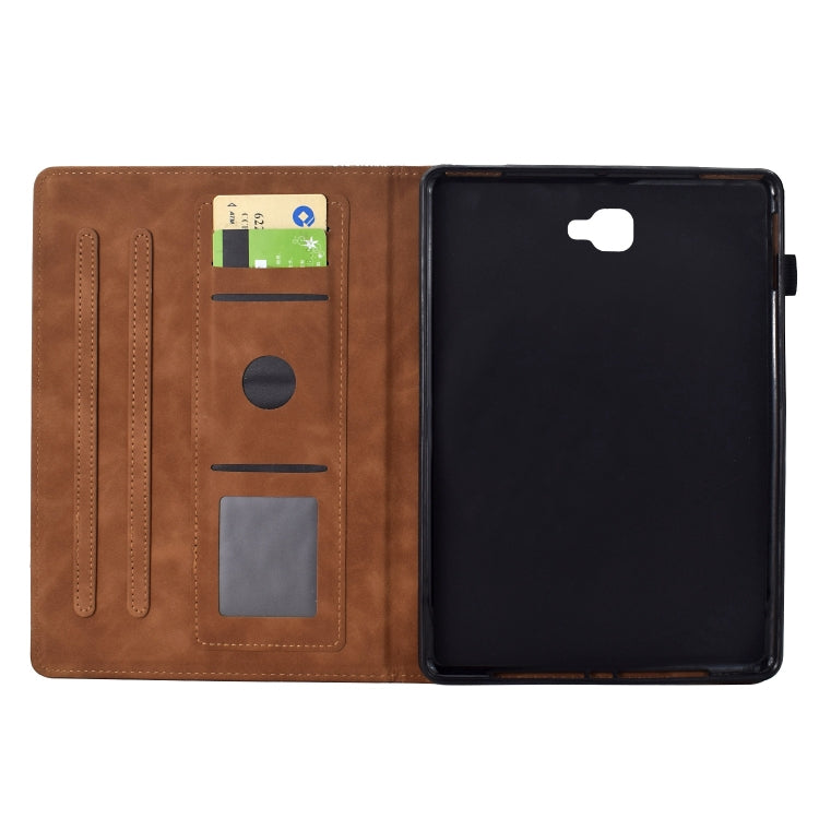 For Samsung Galaxy Tab A 10.1 2016 T580 Cats Embossed Leather Smart Tablet Case(Brown) by bashfashion