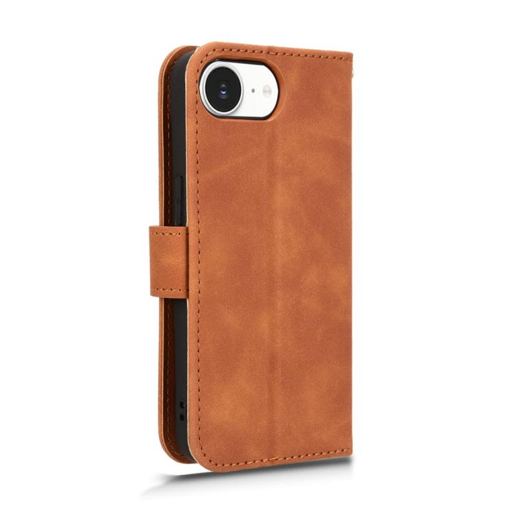 For iPhone 16e Skin Feel Magnetic Flip Leather Phone Case(Brown) by bashfashion