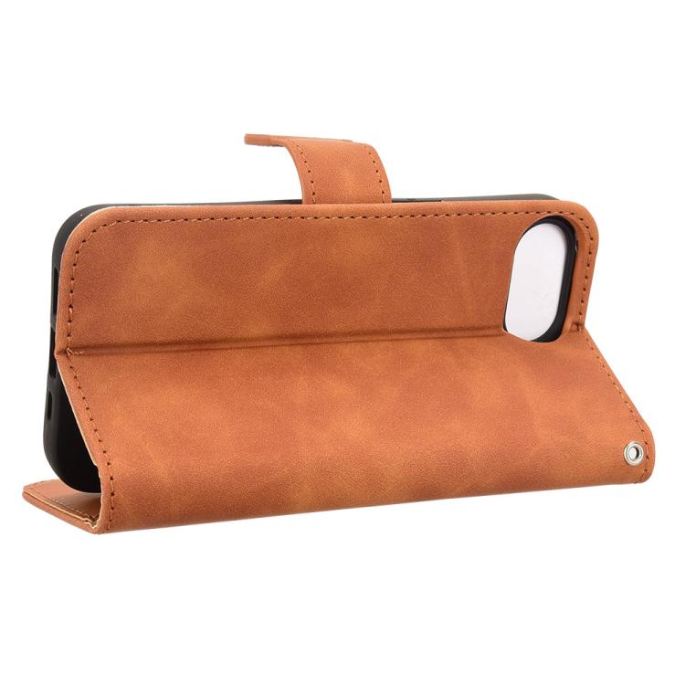 For iPhone 16e Skin Feel Magnetic Flip Leather Phone Case(Brown) by bashfashion