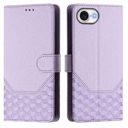 For iPhone 16e Honeycomb Embossing RFID Leather Phone Case(Light Purple) by bashfashion
