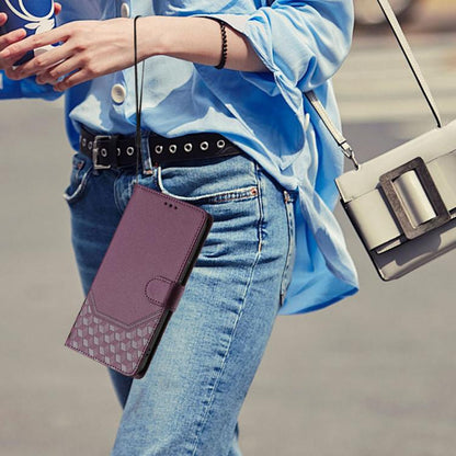 For iPhone 16e Honeycomb Embossing RFID Leather Phone Case(Violet) by bashfashion