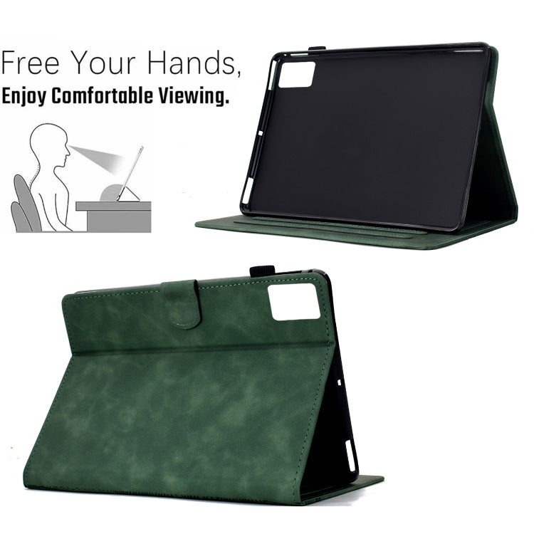 For Lenovo Tab M11 / Xiaoxin Pad 2024 Cats Embossed Leather Smart Tablet Case(Green) by bashfashion