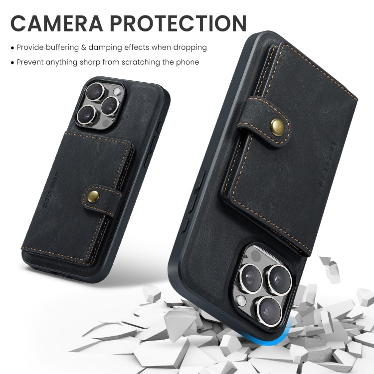 For iPhone 16 Pro Max JEEHOOD J01 Retro Magnetic Detachable Wallet Phone Case(Black) by JEEHOOD