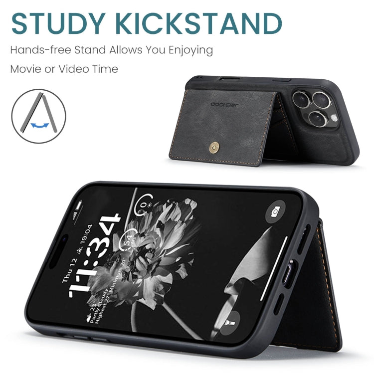 For iPhone 16 Pro Max JEEHOOD J01 Retro Magnetic Detachable Wallet Phone Case(Black) by JEEHOOD