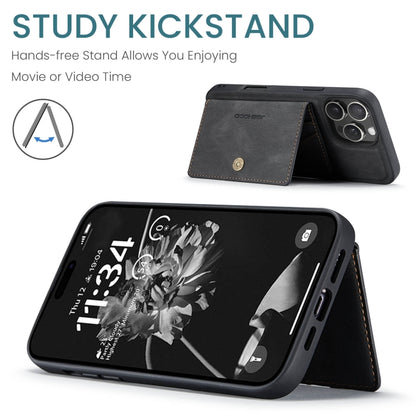 For iPhone 16 Pro Max JEEHOOD J01 Retro Magnetic Detachable Wallet Phone Case(Black) by JEEHOOD