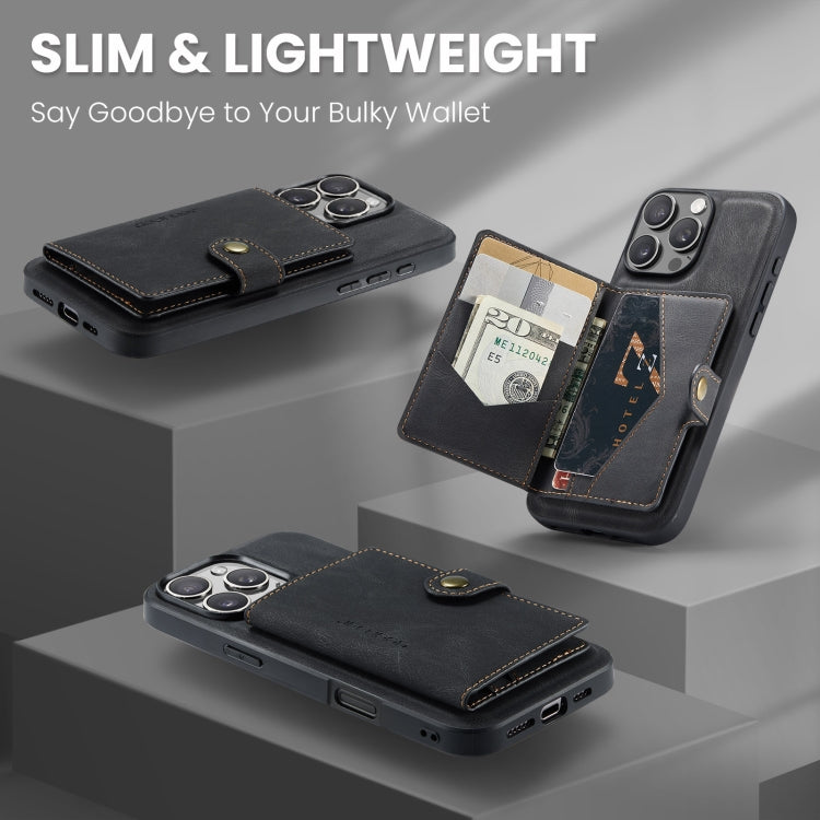 For iPhone 16 Pro Max JEEHOOD J01 Retro Magnetic Detachable Wallet Phone Case(Black) by JEEHOOD