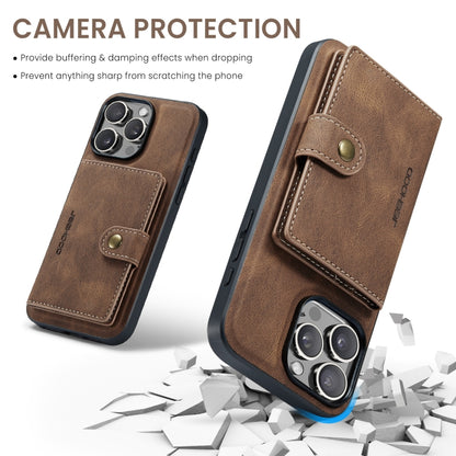 For iPhone 16 Pro Max JEEHOOD J01 Retro Magnetic Detachable Wallet Phone Case(Brown) by JEEHOOD