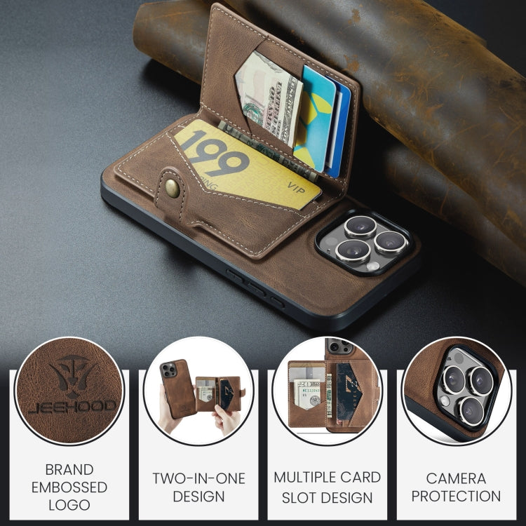 For iPhone 16 Pro Max JEEHOOD J01 Retro Magnetic Detachable Wallet Phone Case(Brown) by JEEHOOD