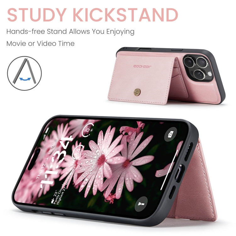 For iPhone 16 Pro Max JEEHOOD J01 Retro Magnetic Detachable Wallet Phone Case(Pink) by JEEHOOD