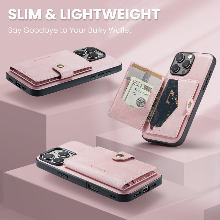 For iPhone 16 Pro Max JEEHOOD J01 Retro Magnetic Detachable Wallet Phone Case(Pink) by JEEHOOD