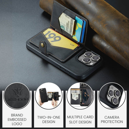 For iPhone 16 Pro JEEHOOD J01 Retro Magnetic Detachable Wallet Phone Case(Black) by JEEHOOD