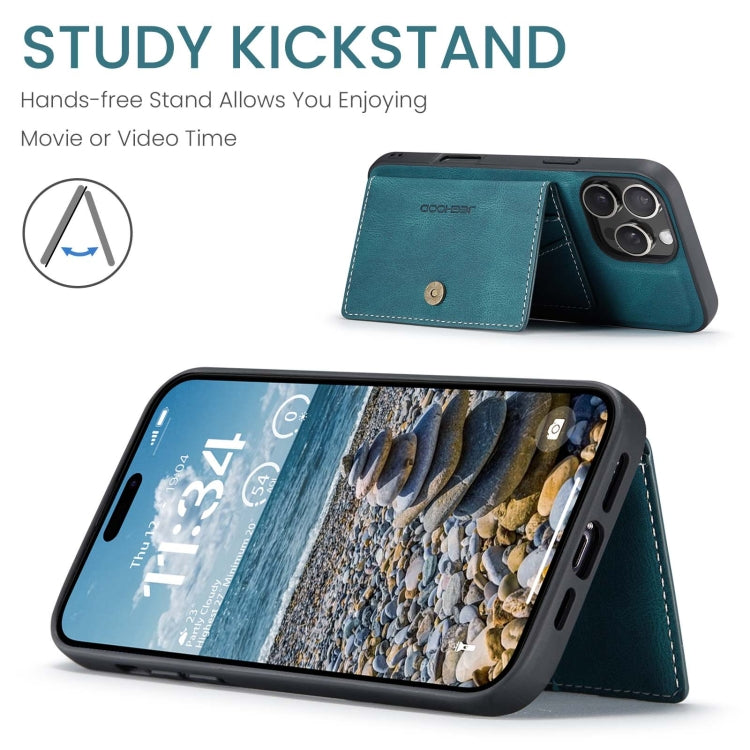 For iPhone 16 Pro JEEHOOD J01 Retro Magnetic Detachable Wallet Phone Case(Blue) by JEEHOOD