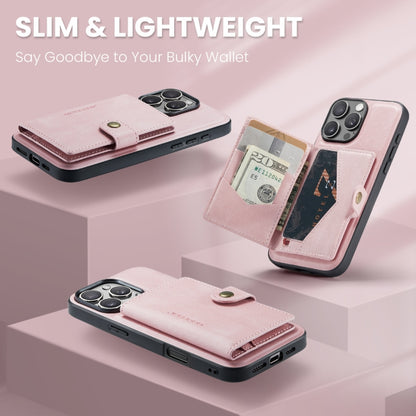 For iPhone 16 Pro JEEHOOD J01 Retro Magnetic Detachable Wallet Phone Case(Pink) by JEEHOOD