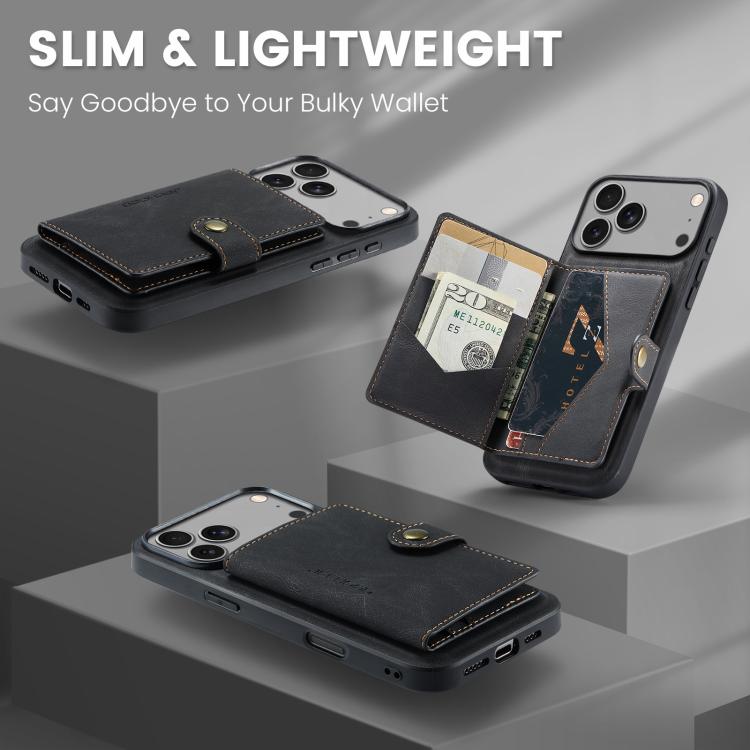 For iPhone 17 Pro Max JEEHOOD J01 Retro Magnetic Detachable Wallet Phone Case(Black) by JEEHOOD