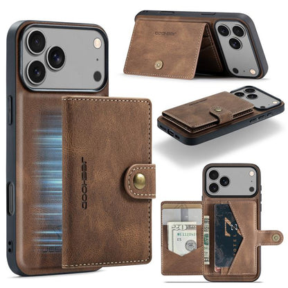 For iPhone 17 Pro Max JEEHOOD J01 Retro Magnetic Detachable Wallet Phone Case(Brown) by JEEHOOD