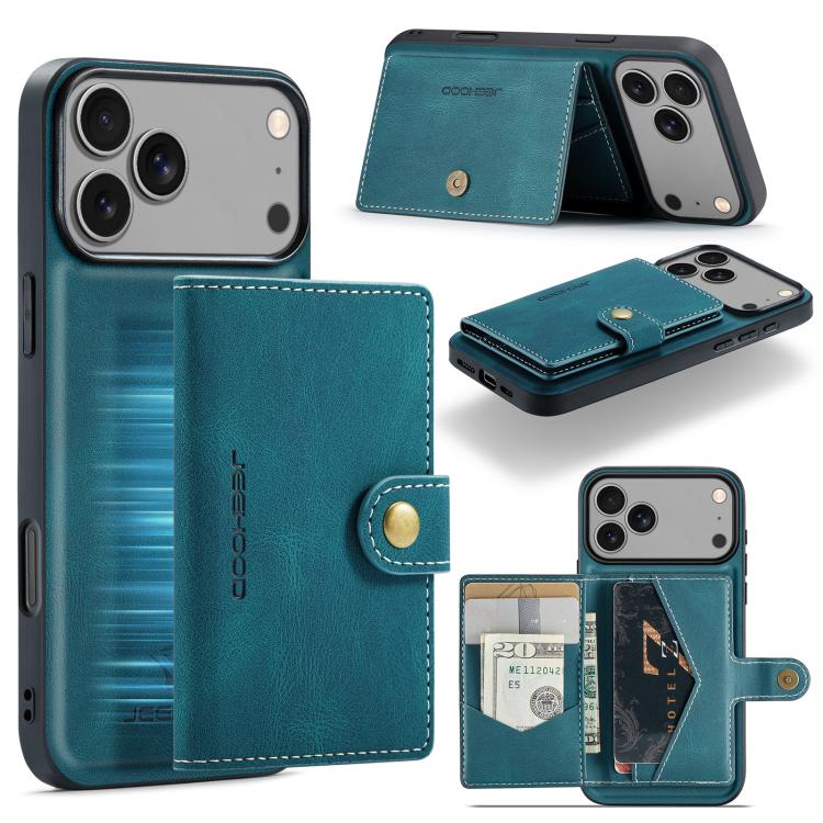 For iPhone 17 Pro Max JEEHOOD J01 Retro Magnetic Detachable Wallet Phone Case(Blue) by JEEHOOD