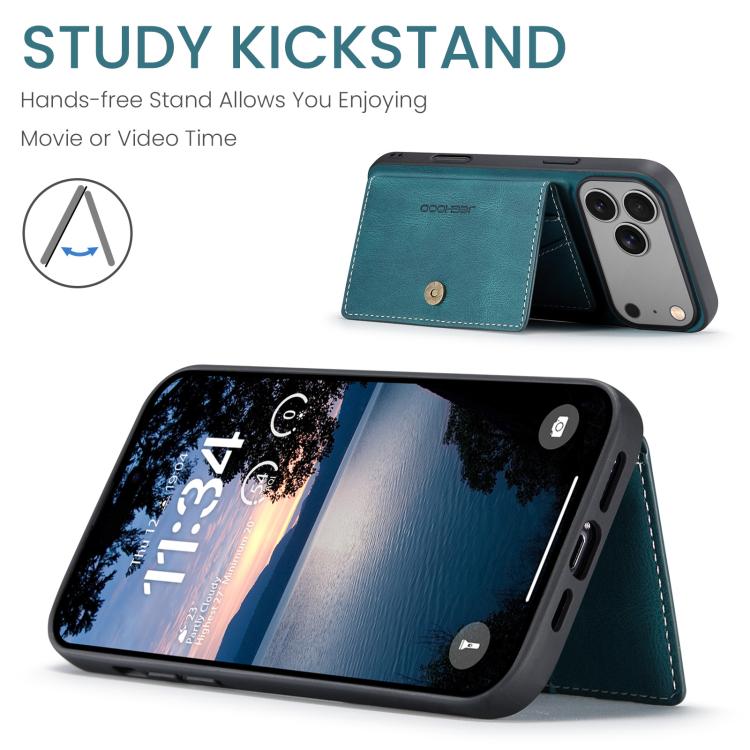 For iPhone 17 Pro Max JEEHOOD J01 Retro Magnetic Detachable Wallet Phone Case(Blue) by JEEHOOD