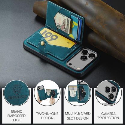 For iPhone 17 Pro Max JEEHOOD J01 Retro Magnetic Detachable Wallet Phone Case(Blue) by JEEHOOD