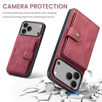 For iPhone 17 Pro Max JEEHOOD J01 Retro Magnetic Detachable Wallet Phone Case(Red) by JEEHOOD