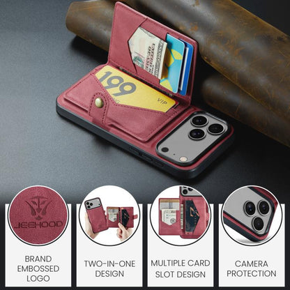 For iPhone 17 Pro Max JEEHOOD J01 Retro Magnetic Detachable Wallet Phone Case(Red) by JEEHOOD