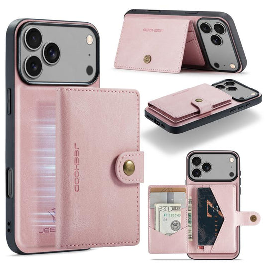 For iPhone 17 Pro Max JEEHOOD J01 Retro Magnetic Detachable Wallet Phone Case(Pink) by JEEHOOD