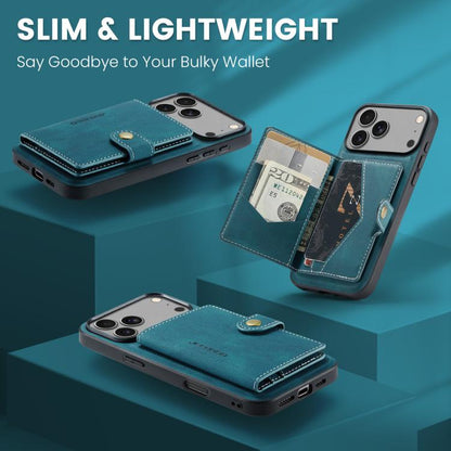 For iPhone 17 Pro JEEHOOD J01 Retro Magnetic Detachable Wallet Phone Case(Blue) by JEEHOOD