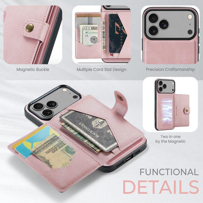 For iPhone 17 Pro JEEHOOD J01 Retro Magnetic Detachable Wallet Phone Case(Pink) by JEEHOOD