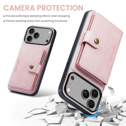 For iPhone 17 Pro JEEHOOD J01 Retro Magnetic Detachable Wallet Phone Case(Pink) by JEEHOOD
