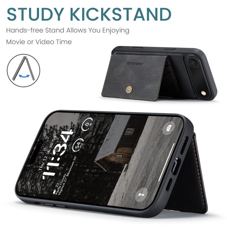 For iPhone Air JEEHOOD J01 Retro Magnetic Detachable Wallet Phone Case(Black) by JEEHOOD