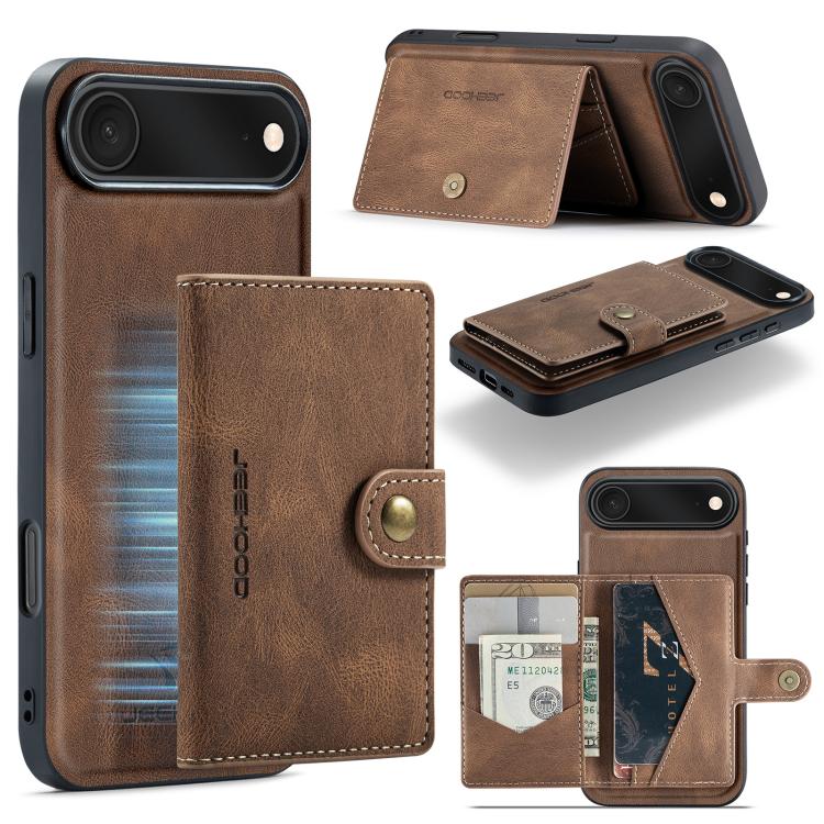 For iPhone Air JEEHOOD J01 Retro Magnetic Detachable Wallet Phone Case(Brown) by JEEHOOD