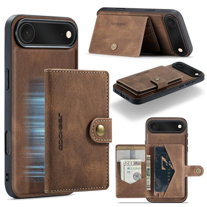 For iPhone Air JEEHOOD J01 Retro Magnetic Detachable Wallet Phone Case(Brown) by JEEHOOD