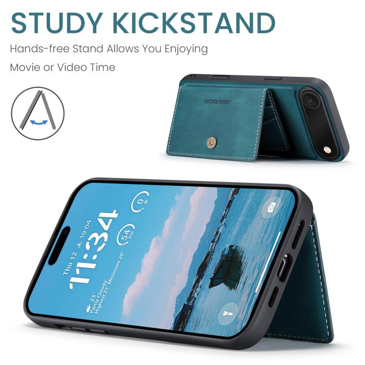 For iPhone Air JEEHOOD J01 Retro Magnetic Detachable Wallet Phone Case(Blue) by JEEHOOD