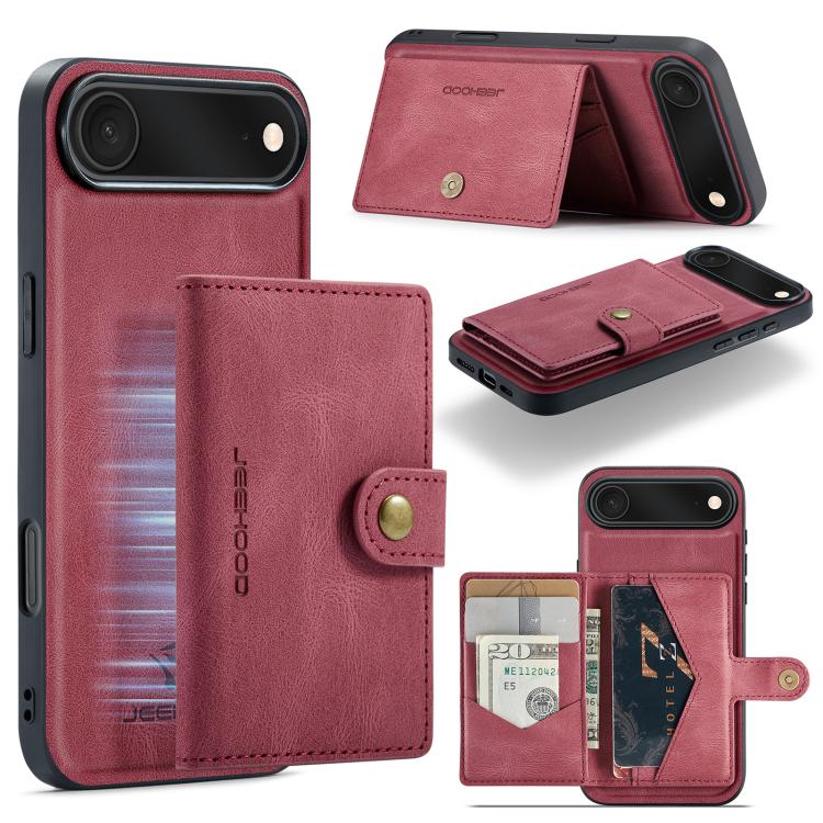 For iPhone Air JEEHOOD J01 Retro Magnetic Detachable Wallet Phone Case(Red) by JEEHOOD