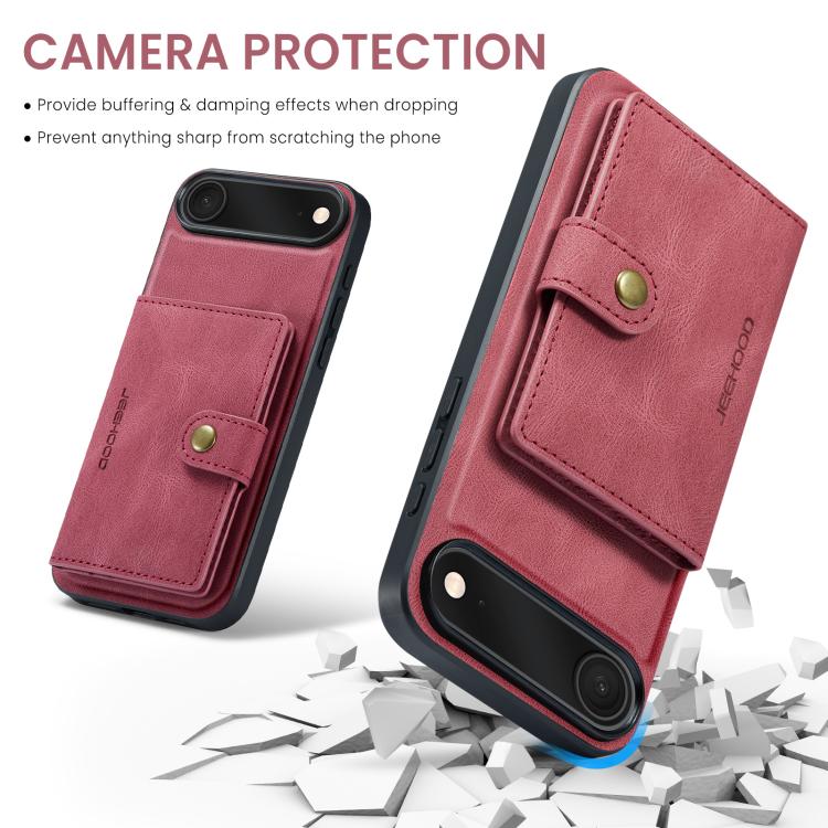 For iPhone Air JEEHOOD J01 Retro Magnetic Detachable Wallet Phone Case(Red) by JEEHOOD