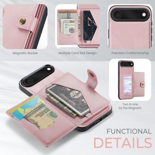 For iPhone Air JEEHOOD J01 Retro Magnetic Detachable Wallet Phone Case(Pink) by JEEHOOD