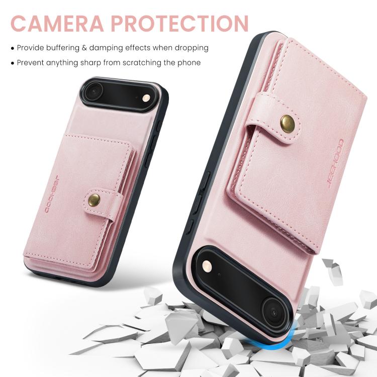 For iPhone Air JEEHOOD J01 Retro Magnetic Detachable Wallet Phone Case(Pink) by JEEHOOD