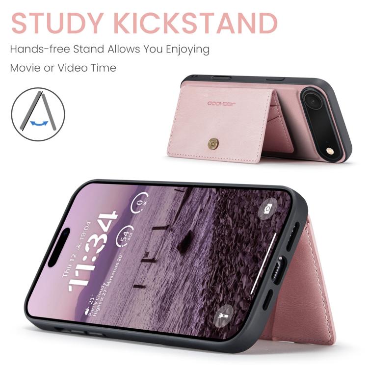 For iPhone Air JEEHOOD J01 Retro Magnetic Detachable Wallet Phone Case(Pink) by JEEHOOD