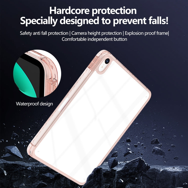 For iPad Pro 11 2022 / 2021 Acrylic Hybrid TPU Tablet Case with Pen Slot(Pink) by bashfashion