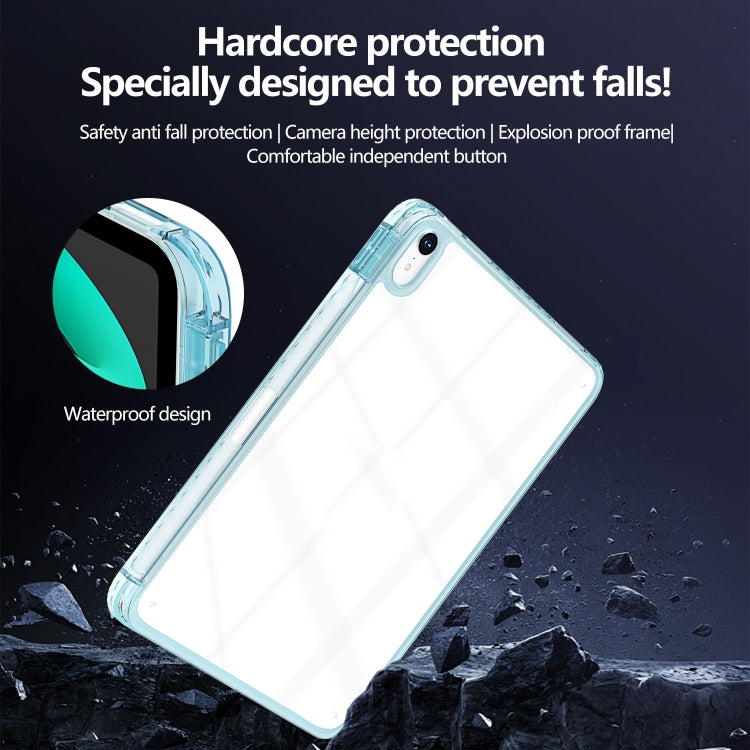 For iPad Air 11 2025 / 2024 / 2022 10.9 Acrylic Hybrid TPU Tablet Case with Pen Slot(Light Blue) by bashfashion