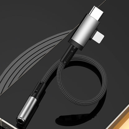 2 in 1 USB-C / Type-C, 8 Pin to 3.5mm Audio Adapter Cable, Length:15.6cm(Grey) by bashfashion