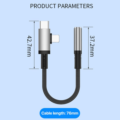 2 in 1 USB-C / Type-C, 8 Pin to 3.5mm Audio Adapter Cable, Length:15.6cm(Grey) by bashfashion